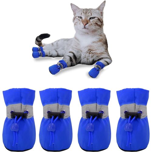 Chaussures Chien Antidérapantes,Botte Pour Chien?Protecteur De Patte, Ces Boots De Chien Confortables À Semelle Souple Sont Dotées De Sangles Réfléchissantes(2, Bleu)