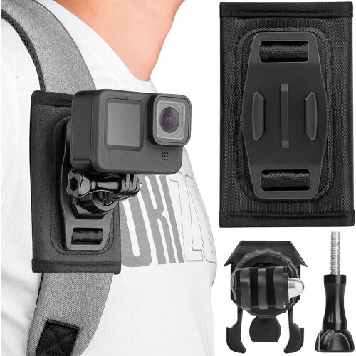 Sac à dos Bandoulière Support Fixation Compatible avec Gopro Hero 11 / 10 / 9 / 8 / 7 / 6 DJI Osmo Action insta360 Caméra Sac dos Support Pivotant 360 °