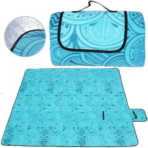Couverture Tapis De Pique-Nique(Paon Bleu) 200 X 200 Cm, Étanche, Pliable, Pour Camping, Plage, Jardin, Avec Poignée, Couverture Pour Pique-Nique Avec Envers Imperméable