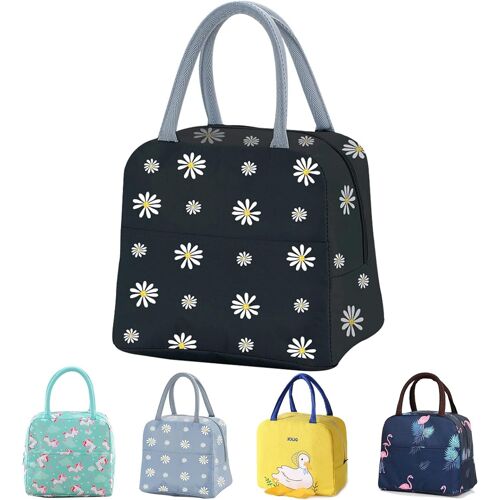 Sac Isotherme Repas Bureau Lunch Bag Sac à déjeuner Fraîcheur Sac de Transport Repas Pique-Nique Sac de Poche Toile Imperméable isolé pour Femme Homme École et Bureau Filles Enfants Gris