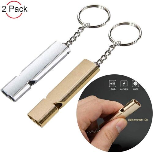 Sifflet Arbitre,Sifflet De Survie,Sifflet Enfant, Double Tubes Métal Haute Décibel Porte-Clés Sifflet Pour Camping Sauveteur Randonnée Et Jouer Au Jeu