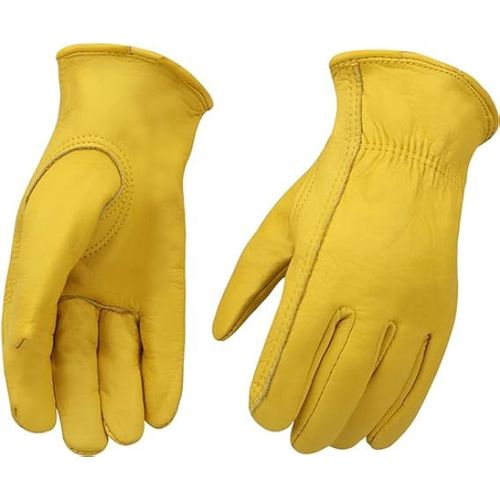 11.5*23 Cm Lot De 2 Paires De Gants De Travail En Cuir De Vachette Pour Conduite, Jardinage, Coupe, Construction, Ferme, Moto