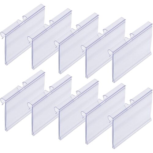 Kit 10 porte-prix pour crochets en T. Étiquette de 42 x 60 mm. Transparent. Supports d'étiquette de prix