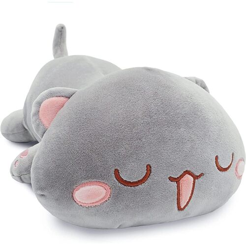Oreiller Gris En Peluche, Coussin Poupée Chat Mignon, Jouet D'anime Doux Cartoon, Traversin Oreiller De Canapé-Lit Sommeil, Décoration Créative, Cadeau Pour Enfants Bébé Filles Garçons Anniversaire No