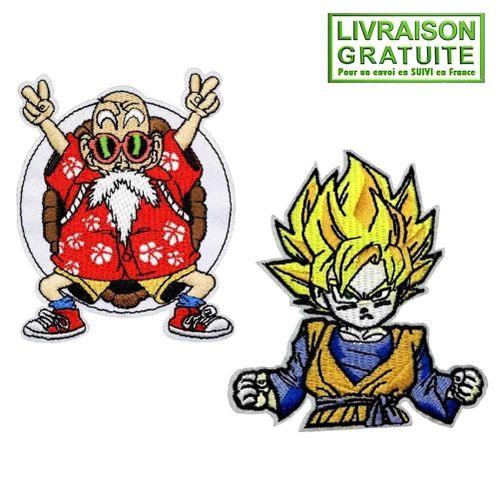 Lot De 2 Patchs Écussons Manga Dragon Ball Kamé Sennin Son Goku - Thermocollants