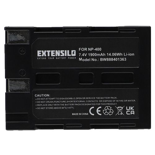 EXTENSILO Batterie remplacement pour Minolta NP-400 pour appareil photo, reflex numérique (1900mAh, 7,4V, Li-ion, noir)