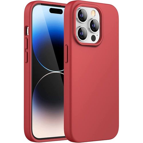 Coque Pour Iphone 14 Pro (6,1'') Rouge Mat Silicone Liquide Resistant Antichoc Premium