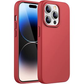 Coque Pour Iphone 14 Pro (6,1'') Rouge Mat Silicone Liquide Resistant Antichoc Premium