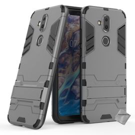 Housse Etui Coque Rigide Anti Choc Pour Nokia 8.1 (2019) + Verre Trempe - Gris