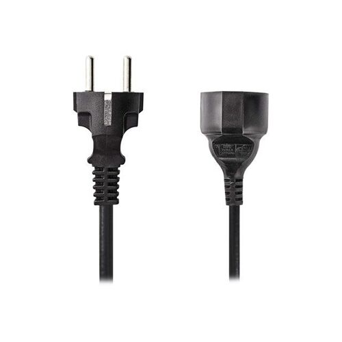 Nedis - Rallonge de câble d'alimentation - power CEE 7/7 (M) pour power CEE 7/7 (F) - 2 m - rond - noir