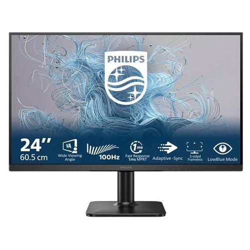 Philips 24E2N1100LB - 1000 Series - écran LED - 24" (23.8" visualisable) - 1920 x 1080 Full HD (1080p) @ 100 Hz - VA - 250 cd/m² - 4000:1 - 4 ms - HDMI, VGA - noir texturé