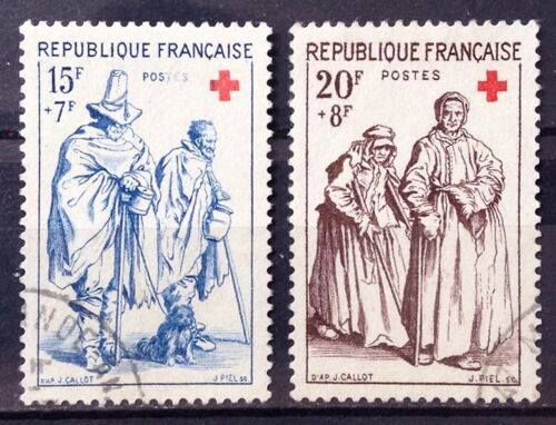 Série Croix Rouge 1957 - Gravures Callot - 1140 Aveugle Et Mendiant + 1141 Mendiante Et Borgnesse Obl - Cote 11,50 - France Année 1957 - N23553