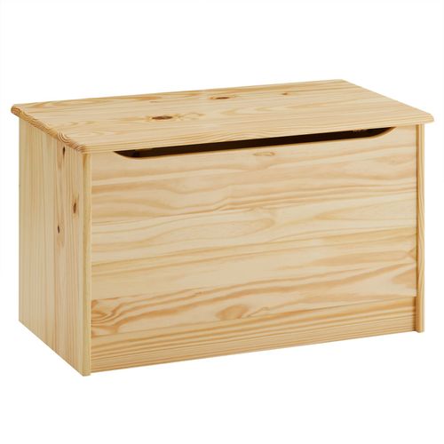 Coffre ? Jouets Hannah Coffre De Rangement Malle Rectangulaire Avec Abattant, En Pin Massif Recouvert D'un Vernis Naturel