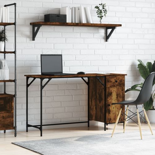 Vidaxl Bureau D'ordinateur Chêne Fumé 131x48x75 Cm Bois D'ingénierie