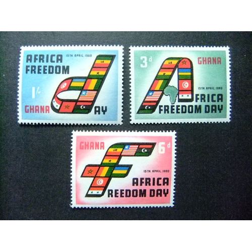 Ghana 1960 Journée De La Liberté En Afrique Drapeaux Des Nations Yvert 68 / 70 ** Mnh