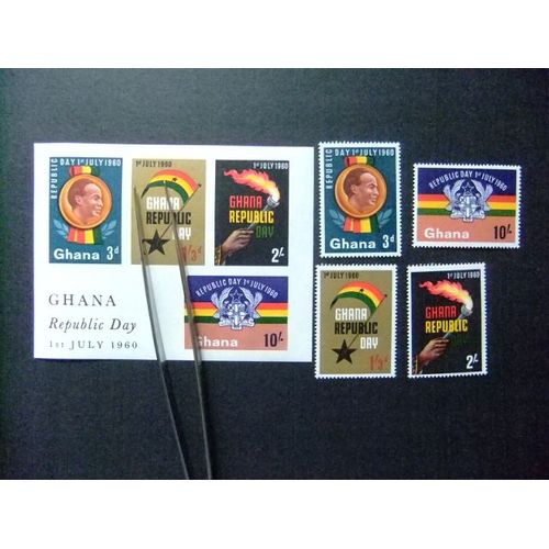 Ghana 1960 Proclamation De La République Yvert 70 / 74 + Bloc 2 ** Mnh