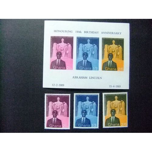 Ghana 1959 Abraham Lincoln Yvert 32 / 34 + Bloc 1 ** Mnh