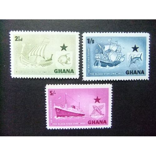 Ghana 1957 Compagnie Maritime Black Star Line Yvert 14 / 16 ** Mnh