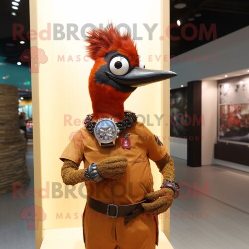 Personnage De Costume De Mascotte Redbrokoly De Pic De Rouille Habillé D'un T-Shirt Et De Montres Bracelet