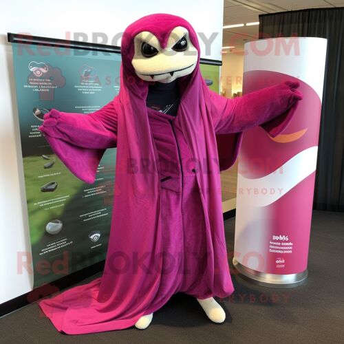 Personnage De Costume De Mascotte Redbrokoly De Python Magenta Habillé D'un Cover-Up Et D'écharpes