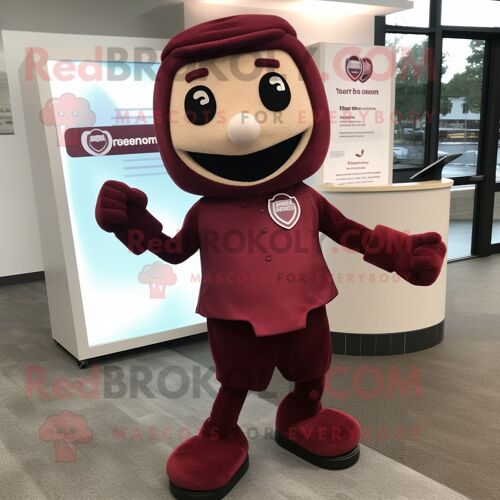 Costume De Mascotte Redbrokoly Bracelet Marron Personnage Habillé D'une Robe Droite Et De Pochettes