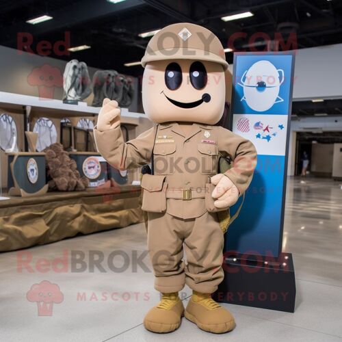 Personnage De Costume De Mascotte Redbrokoly De Soldat Américain Brun Vêtu D'une Robe Trapèze Et De Porte-Clés