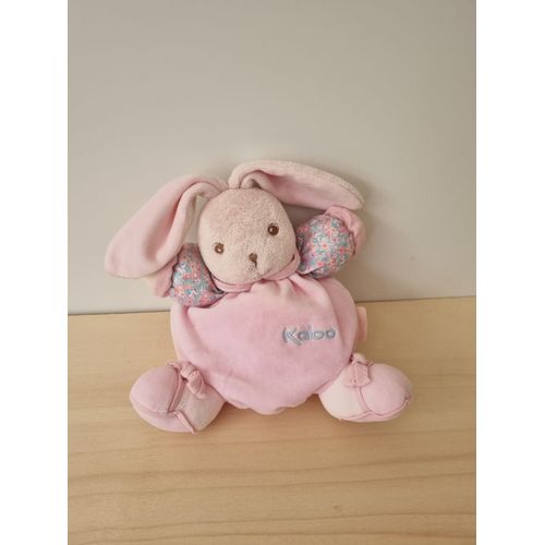 Doudou Lapin Rose Bleu Fleuris Kaloo