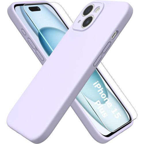 Coque Silicone Violet + Verre Trempe Pour Iphone 15 Plus Little Boutik®