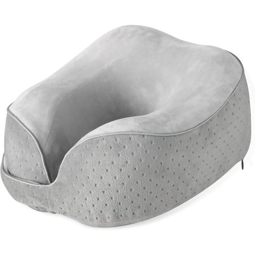 Coussin de Voyage Respirant en Mousse à mémoire de Forme pour Le Sommeil,Le Voyage,Le Repos,l'avion,l'utilisation en Voiture,à la Maison,Gris