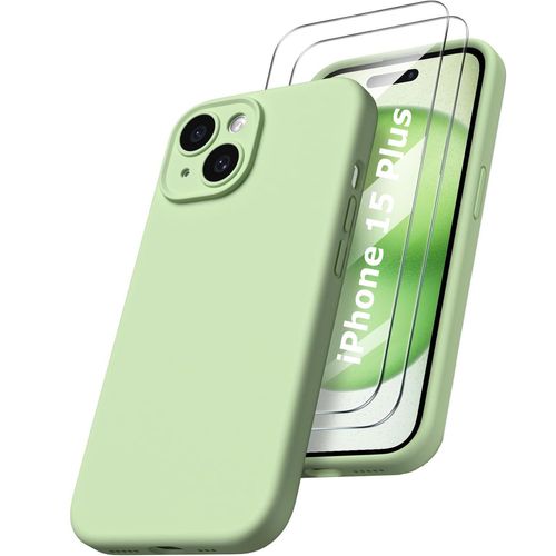 Coque Silicone Verte + 2 Verres Trempes Pour Iphone 15 Plus Little Boutik®