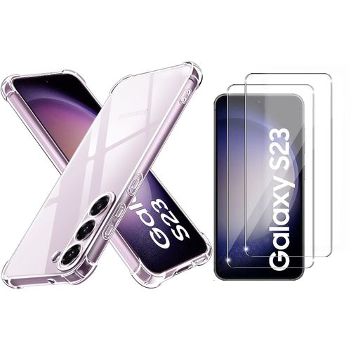 Coque Antichoc Pour Samsung Galaxy S23 (6,1") Et 2 Verres Trempé Film Protection Ecran Little Boutik®
