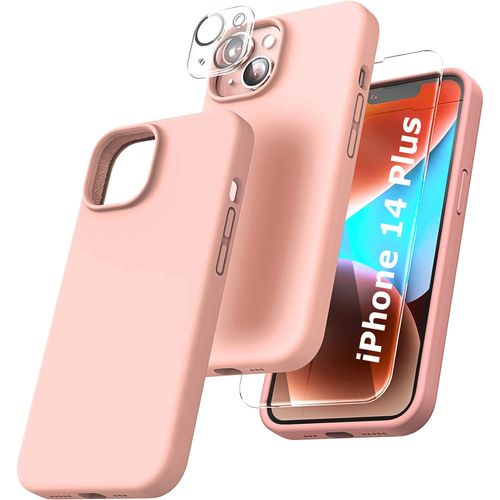 Coque Silicone Rose + Verre Trempe Et Protection Camera Arriere Pour Iphone 14 Plus Little Boutik®