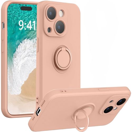 Coque Silicone Pour Iphone 14 Plus Couleur Rose Avec Anneau Support Little Boutik®