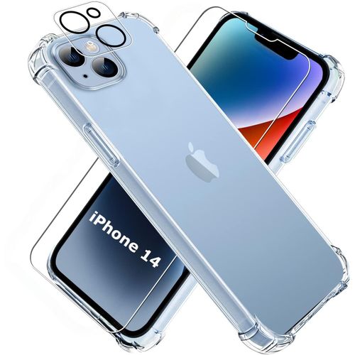 Coque Silicone Transparente Angles Renforces + Verre Trempe Et Protection Camera Arriere Pour Iphone 14 Little Boutik®