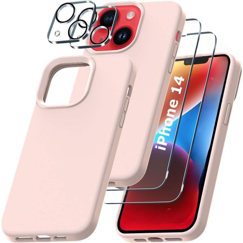 Coque Silicone Rose + Verres Trempes Et Protections Camera Arriere X2 Pour Iphone 14 Little Boutik®