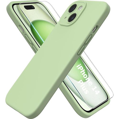 Coque Silicone Verte + Verre Trempe Pour Iphone 14 Plus Little Boutik®
