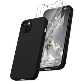 Coque Noir Pour Iphone 13 (6,1") Et 2 Verres Trempé Film Protection Ecran Little Boutik®