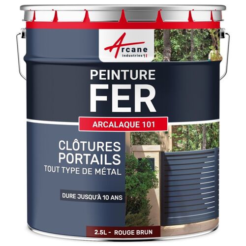 Peinture métal et fer pour portail, grille, garde-corps : ARCALAQUE 101 Rouge Brun - Ral 3011 2.5 L