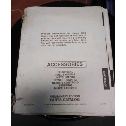 Evinrude Johnson Parts Catalogue 1992 