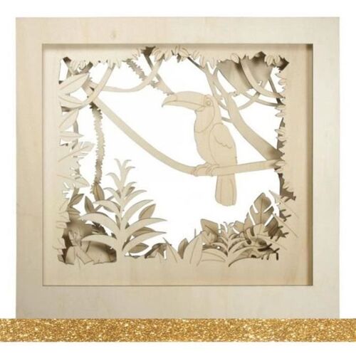 Cadre Bois Toucan Xl 53 X 53 X 14,5 Cm + Masking Tape Doré À Paillettes 5 M Offert