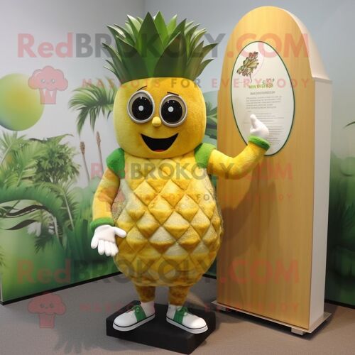 Personnage De Costume De Mascotte Redbrokoly D'ananas Olive Habillé D'un Rashguard Et De Boutons De Manchette