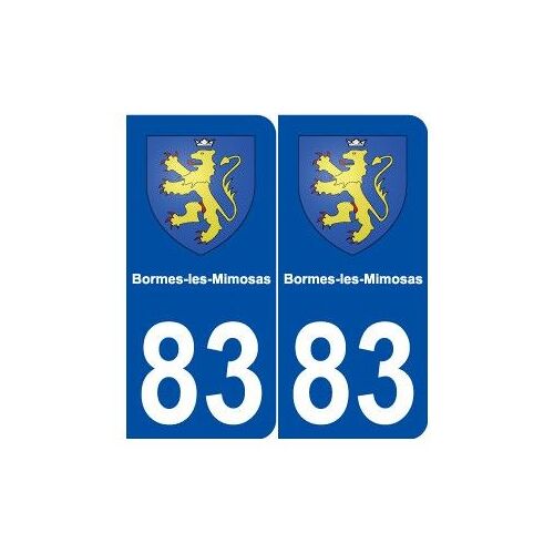 83 Bormes-Les-Mimosas Blason Autocollant Plaque Stickers Ville - Couleur : Arrondis - Angles : Arrondis