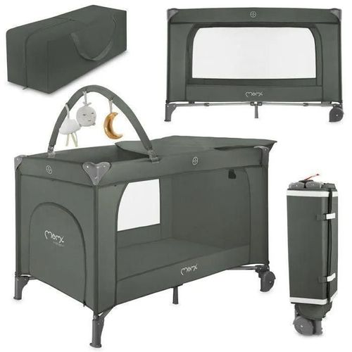 Momi Belove Plus Lit De Voyage Bébé - Lit Parapluie Bébé - Jusqu'à 15 Kg - Arche À Jouets | Matelas | Table À Langer | Sac ¿ Vert