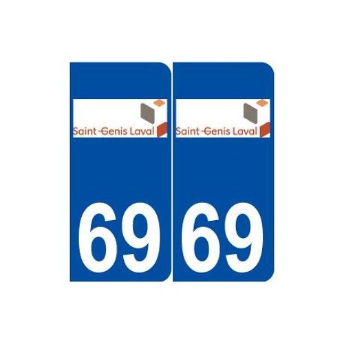 69 Saint-Genis-Laval Logo Autocollant Plaque Stickers Ville - Couleur : Arrondis - Angles : Arrondis