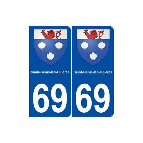 69 Saint-Genis-Les-Ollières Blason Autocollant Plaque Stickers Ville - Couleur : Arrondis - Angles : Arrondis