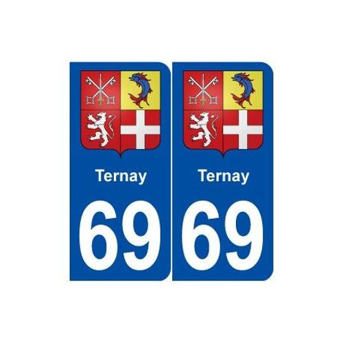 69 Ternay Blason Autocollant Plaque Stickers Ville - Couleur : Arrondis - Angles : Arrondis