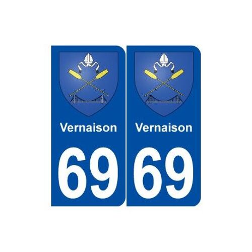 69 Vernaison Blason Autocollant Plaque Stickers Ville - Couleur : Arrondis - Angles : Arrondis