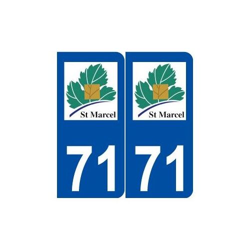 71 Saint-Marcel Logo Autocollant Plaque Stickers Ville - Couleur : Arrondis - Angles : Arrondis