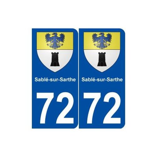 72 Sablé-Sur-Sarthe Blason Autocollant Plaque Stickers Ville - Couleur : Arrondis - Angles : Arrondis