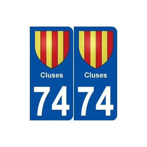 74 Cluses Blason Autocollant Plaque Stickers Ville - Couleur : Arrondis - Angles : Arrondis